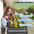 thumbnail image 4 of KING BIRD Raised Garden Bed with Irrigation System and Legs Galvanized Elevated Planter Box for Backyard, Patio, Balcony, 600lb Capacity, 70.9x22.8x31.5 in Dark Grey, 4 of 9