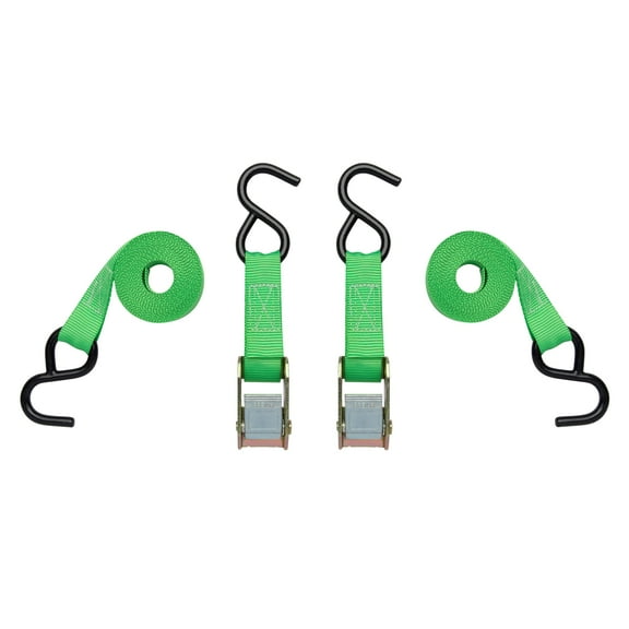 SmartStraps Standard Duty Cambuckle Tie Down Straps, 1" x 6 ft, 400 lb Safe Work Load, 1,200 lb Break Strength, Green, 2-Pack