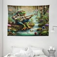 thumbnail image 2 of Ambesonne Trippy Tapestry Wall Hanging, Dreamy Guitarist Frog Jungle, 80"x60", Lime Green Seafoam, 2 of 3