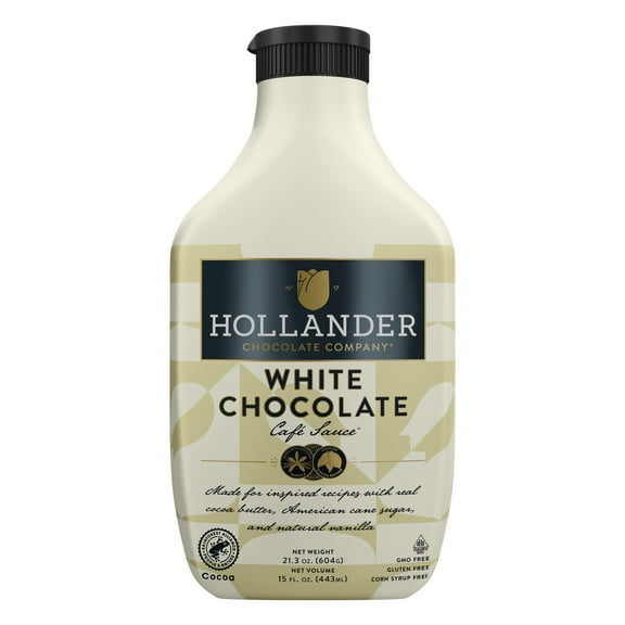 Hollander White Chocolate Cafe Sauce | 15 oz. Squeeze Bottle | Flip Cap