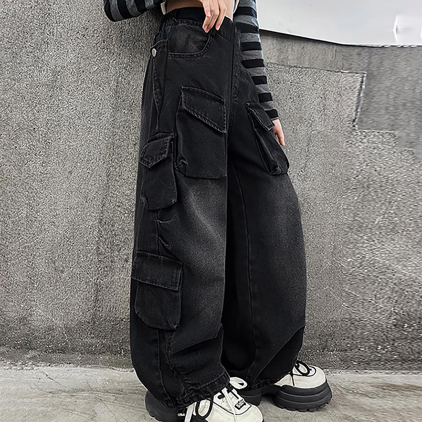 2DXuixsh Girls Jeans Vintage Wide Leg Pants with Pockets
