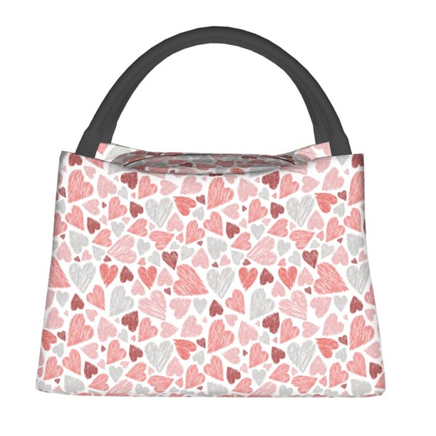 Fotbe Hand Drawn Hearts Bolsa Térmica Portátil con Estampado, Bolsa de Entrega de Alimentos Aislada, Bolsa Reutilizable de Gran Capacidad para Comidas y Supermercado
