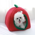 thumbnail image 5 of Nebwoak Enclosed Cat Bed, Apple Shaped Pet Cave for Small Dogs Under 11lbs, Soft Plush Washable Calming Dog Bed with Non-Slip Bottom, Green Leaf, Holiday Decor, 5 of 5