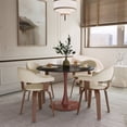 thumbnail image 2 of LeisureMod Modern 35" Round Dining Table with MDF Top and Wood Transfer Steel Pedestal Base in Cherry Finish, 2 of 9