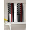 thumbnail image 3 of Red White Stripe Fireman American Flag Curtains 45 Inch Length,Sheer Curtains for Bedroom Living Room Window Fire Fighter USA Flags Voile Drapes Kitchen Curtains Small Half Window 42"x45" 2 Panels, 3 of 7