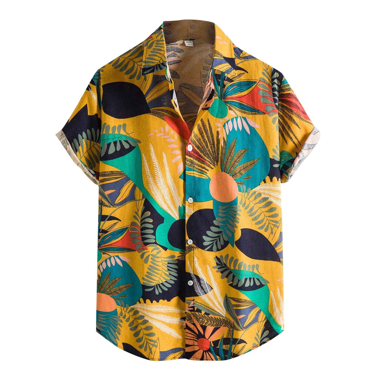 New Fashion Men Mens Fashion Ethnic Sleeve Casual Printing Hawaiian Shirt Blouse T-Shirt - Walmart.com