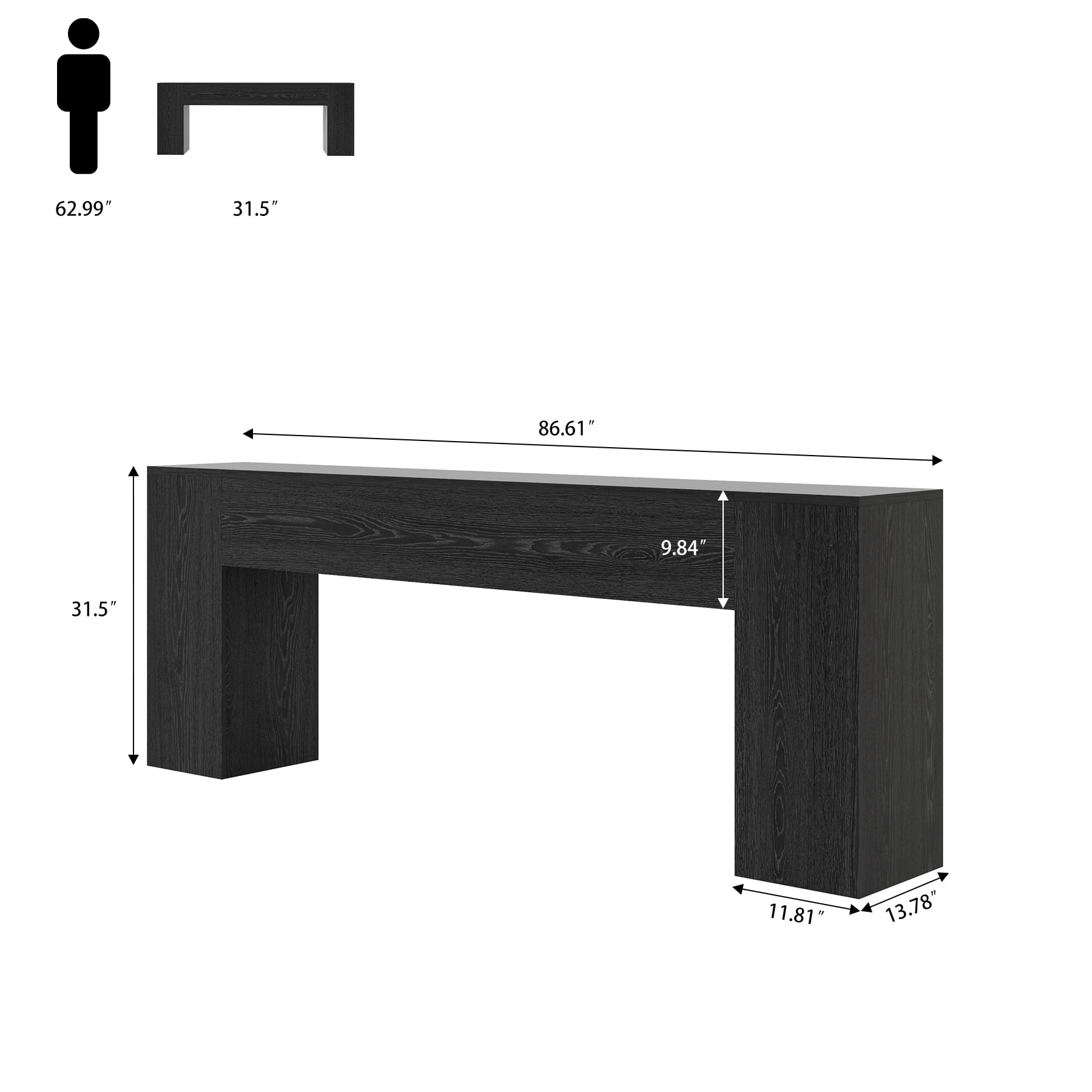 86 Inch Entryway Table for Living Room, Extra Long Sofa Console Table Behind Couch, Modern Wood Console Tables for Entryway, Apartment, Hallway, Black
