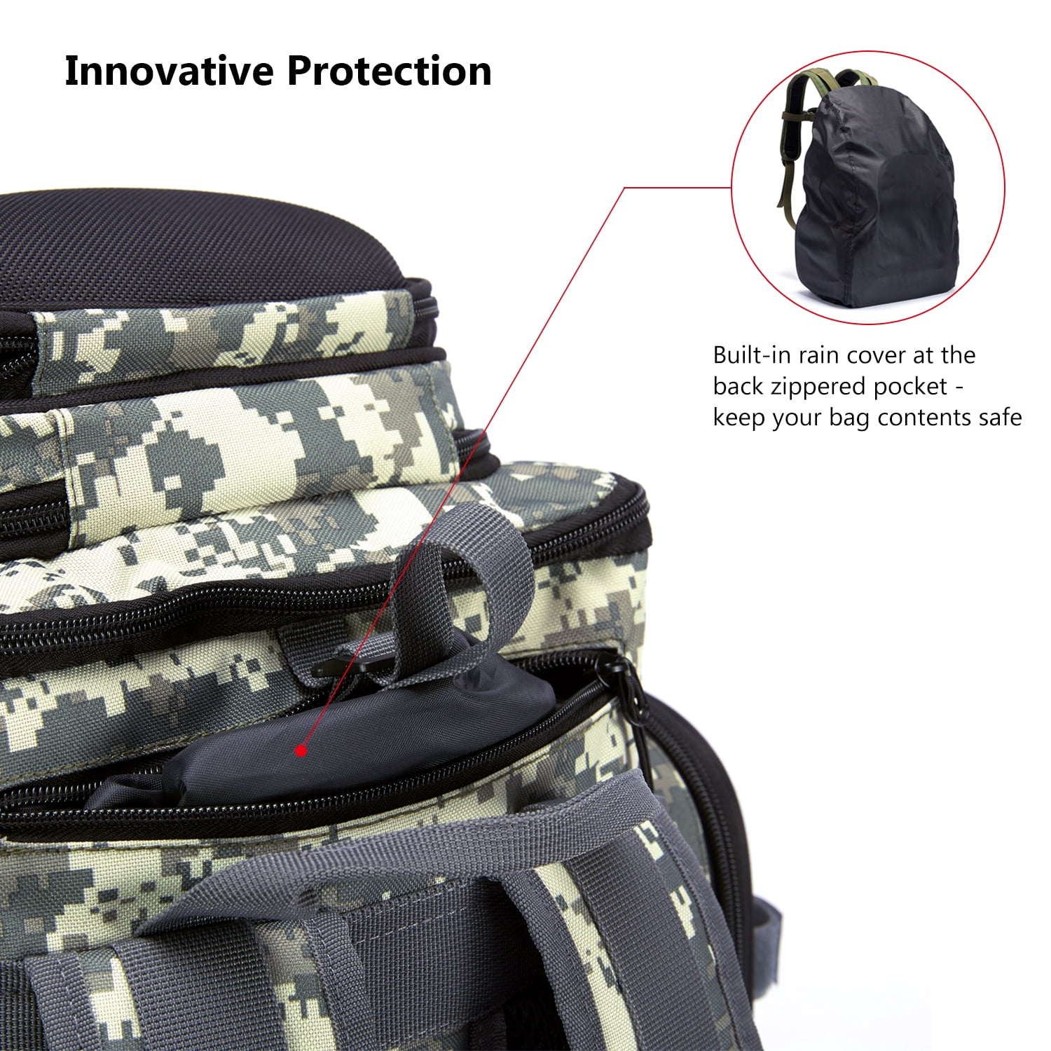 Bassdash Water Resistant Lightweight Tactical Fishing Tackle Backpack with Soft Tackle Box and Rain Cover