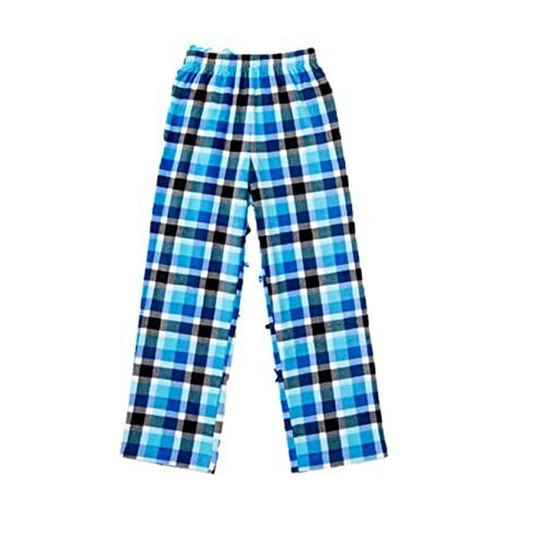 Boys Blue Plaid Fleece Sleep Pants (XSmall)