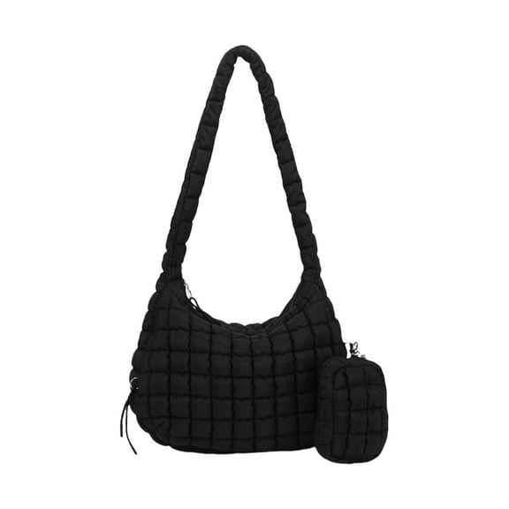 RUISINERY Quilted Puffer Shoulder Bag with Small Zippered Makeup Purse for Women Large Capacity Lightweight Crossbody Carryall Bag