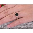 thumbnail image 6 of Cushion Cut 2.05 Carat Black Diamond Moissanite Engagement Ring Promise Ring 10k Rose Gold Stacking Band Art Deco Anniversary Gift, 6 of 8