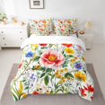 thumbnail image 2 of jejeloiu Rustic Flowers 7 Pieces Bedding Comforter Set,Colorful Flowers Floral Full Bedding Set,Rainbow Countryside Plant Fitted Sheet Flat Sheet For Girls Teens,Microfiber Bedroom Decor Reversible, 2 of 8