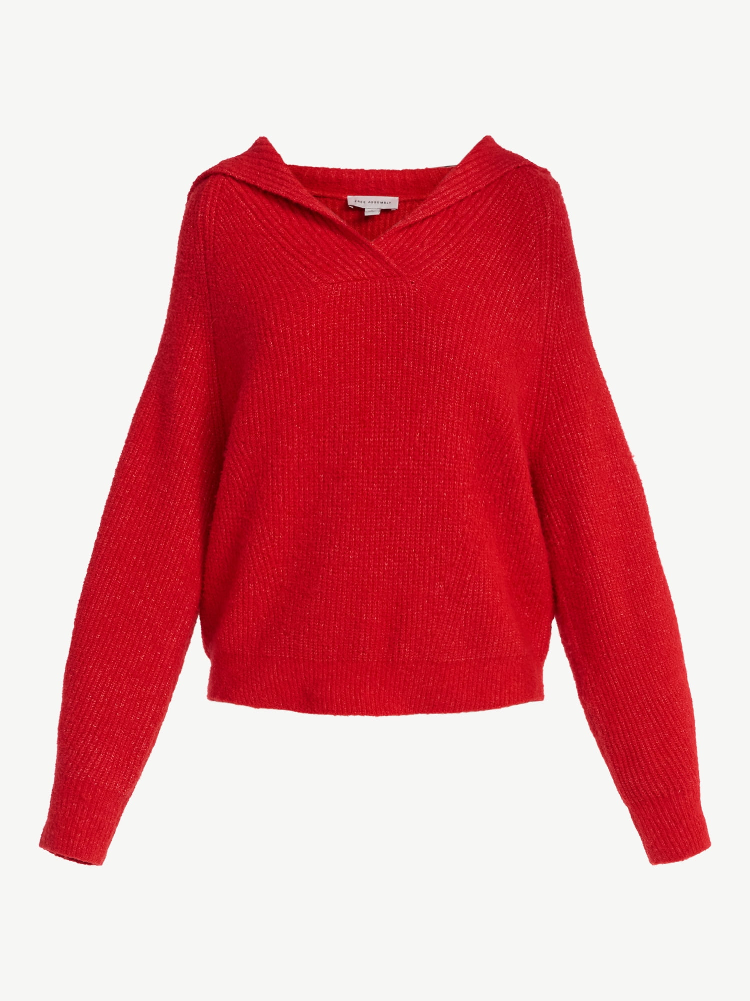 Free Assembly Women's V-Collar Sweater with Long Sleeves, Midweight, Sizes, XS-XXL