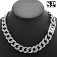 thumbnail image 2 of HIP HOP LUXURY FULL ICED WHITE GOLD PLATED CUBIC ZIRCONIA 15mm 20" CUBAN LINK CHOKER HEAVY CHAIN NECKLACE GIFT, 2 of 4
