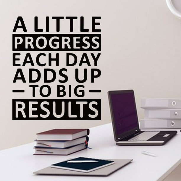 Adhesivo de pared con cita motivacional «Un poco de progreso cada día»