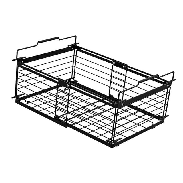 Luzkey Freezer Organizer Bin Deep Freezer Organizer Organization Carbon Steel Stackable Storage Rack Refrigerator Basket for Kitchen Black
