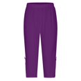 thumbnail image 5 of Audhol Capri Leggings for Women, Leggings for Women Summer High Waist Pant Knee Length Slim Fit Yoga Cropped Trouser Yoga Pants Purple M, 5 of 6