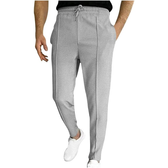 hopeusnice Mens Cotton Linen Running Lounge Trouser Activewear Straight Workout Fashion Summer Solid Color Casual Beach Pants Loose Elastic Waist Pants with Pockets Drawstring