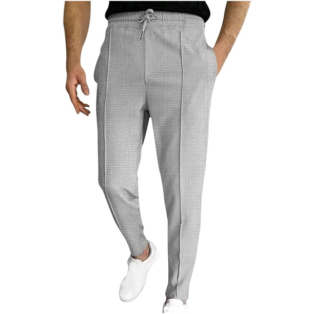 Pantalones largos para hombre, ajustados, con cordón, elásticos, de pierna recta, deportivos, informales, para hombre