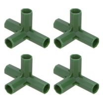 Uxcell 4 Pcs 11mm Greenhouse Frame Building Connectors, 4 Way Right Angle Pipe Fitting for Grape Trellis/Sunscreen Shed/Gardening Plant Stakes [Green]