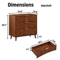thumbnail image 2 of EHANCIS Walnut Mid Century Modern Nightstand, 3 Drawer Fluted Wooden Bedside Table with Metal Handles, Storage Side Cabinet for Bedroom Living Room Hallway, 2 of 7