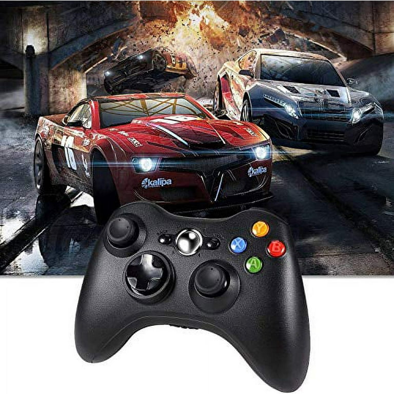 Oussirro Wireless Controller for Xbox 360, 2.4GHZ Game Controller Gamepad  Remote for PC Windows 7,8,10 with Receiver Adapter, No Audio Jack(Black)
