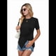 thumbnail image 2 of Camiseta de Corta con Cuello Redondo para Mujer, Estilo Túnica con Abertura Frontal, Informal, Holgada, Color Negro, Talla XL, 2 of 10