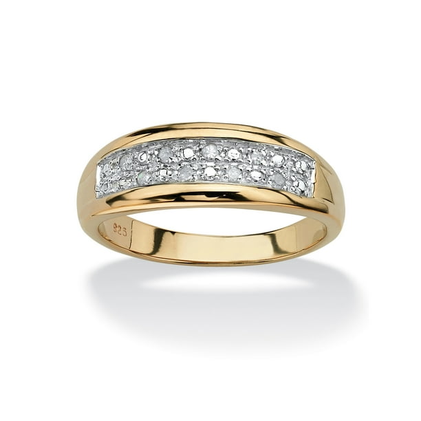 Palmbeach Jewelry Men S 1 8 Tcw Pave Diamond Wedding Band In 18k Gold Over Sterling Silver Walmart Com Walmart Com