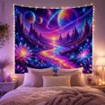 thumbnail image 2 of Ringed Planet Over River and Lotus Valley, Adventurous Psychedelic for Space Lovers, Alien Landscape Art, Housewarming Gift, Tapestry Wall Hanging for Bedroom, Studio and Dorm, 2 of 7