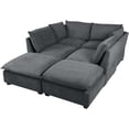 thumbnail image 4 of Tabaray 130" Sectional Sofa with Full Down Feather Cushions, Fabric 6 Seats Modular U-Shaped Sofa Couch Set with Convertible Ottoman, Free Combination Sleeper Sofa for Living Room, Apartment, 4 of 8