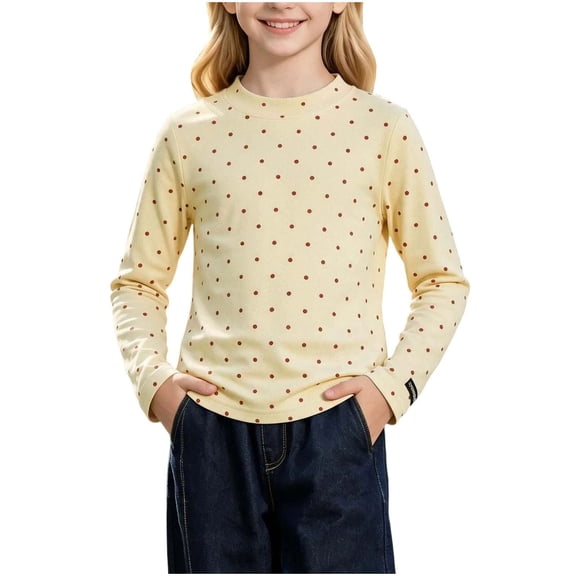 Annhoo Girls Polka Dot Long Sleeve Shirt Fashion Soft Stretchy Tops Kids Fall Casual Basic Top Cute Outfits