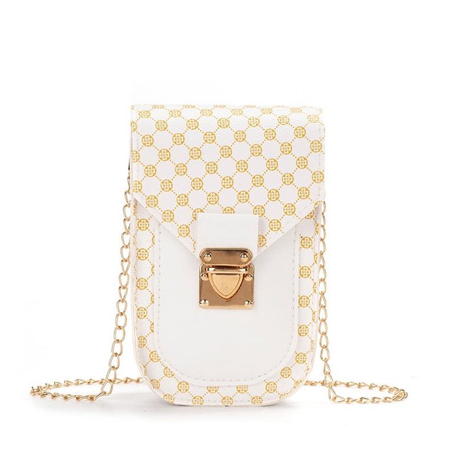 Geometric Pattern Phone Bag, Women's Fashion Flap Chain Shoulder Bag, Stylish Faux Leather Crossbody Bag