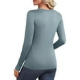 thumbnail image 6 of hotojiny Women's Thermal Long Sleeve Shirts Fleece Lined Button V Neck Henley Tops Slim Fit Base Layer Underwear Cold Weather, 6 of 7