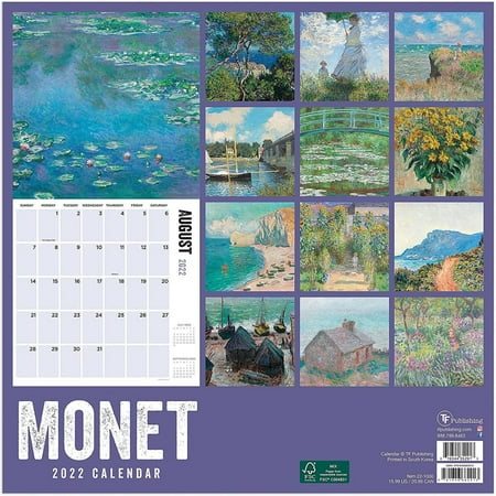 Art Wall Calendar 2023 2022 - 2023 Monthly Wall Calendar, 16 Month Large Grid,, Monet Art Paintings  Theme, 12 X 12 In. | Earth Shop