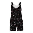 thumbnail image 4 of Lovskoo 2024 Womens Summer Casual Sleeveless Printed Short Rompers Adjustable Strap Loose Shorts Jumpsuits Overalls with Pockets Black L, 4 of 7
