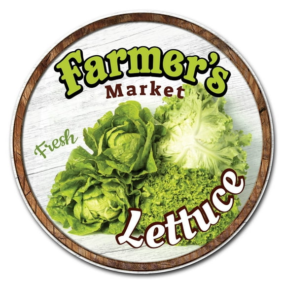 SignMission C-16-CIR-WS-Lettuce Corrugated Plastic Sign with Stakes 16 in. Circular - Farmers Market Lettuce
