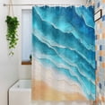 thumbnail image 3 of Ocean Waves Shower Curtain, 48" x 72", Abstract Gradient Orange Teal Waves Beach Waterproof Bathroom Curtain Washable Shower Curtain Set with 12 Hooks, 3 of 8
