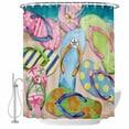thumbnail image 2 of Colorful Flip Flops Waterproof Fabric Shower Curtain,Summer Blue Beach Ocean Waterproof Fabric Shower Curtain for Bathroom Curtains Bathtubs Hotel Shower Curtains with 12 Hooks Standard 72x72, 2 of 8