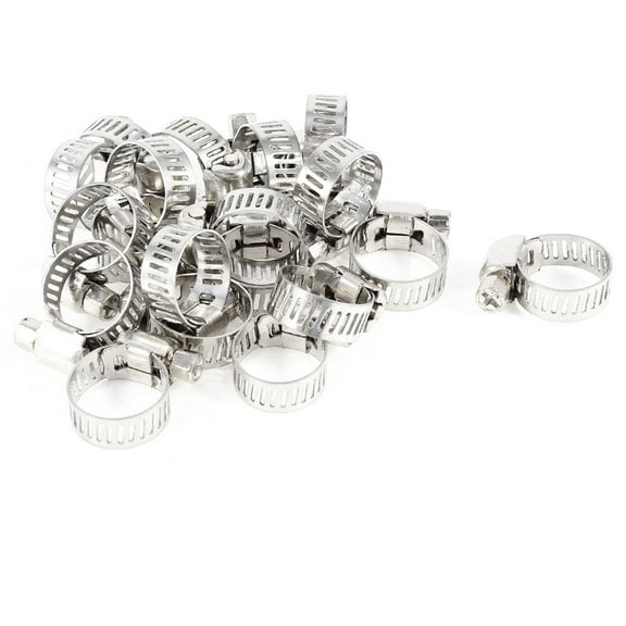Uxcell Adjust Stainless Steel Hose Clips Fastener Clamp 0.39-0.63 inch 20Pcs