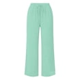 thumbnail image 4 of Hurxie Women's Pants Summer Palazzo Flowy Wide Leg Beach Trousers with Pockets Mint Green,M, 4 of 6