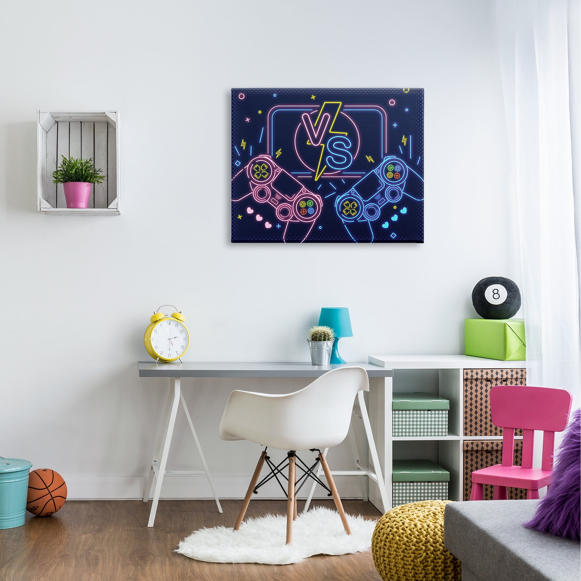 Stupell Industries Video Gamer Two Players Controllers Neon Style , 40 x 30, Design by Ziwei Li