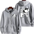 thumbnail image 2 of Snoopy-Sudadera con capucha y cremallera para hombre y mujer, chaqueta de dibujos animados de Anime, de gran tamaño, color gris, a la moda, para primavera y otoño, novedad de 2024, 2 of 5