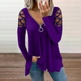 thumbnail image 2 of Autumn and winter collared solid color hollow sleeve ironed top for women, 2 of 5