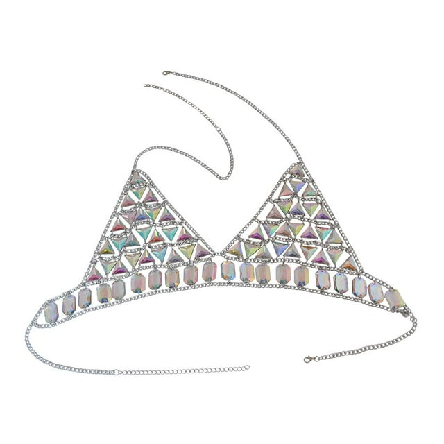Collar completo de cadena para el vientre con diamantes de imitación Yuyangstore accesorios de Bikini de verano fiesta en la playa Plata