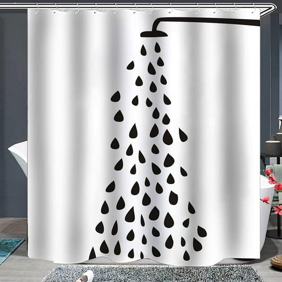 Raindrop Design Shower Curtain, Eco-Friendly Quick-Drying Fabric, Superior Quality Water Repellent Non-Fading Bathtub Cover