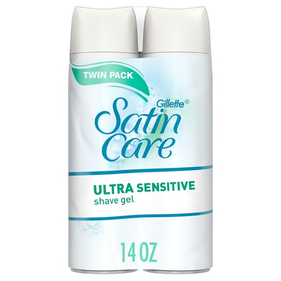 Gel à raser Gillette Venus Satin Care Peau ultra sensible, crème à raser pour femmes, non parfumé, paquet double