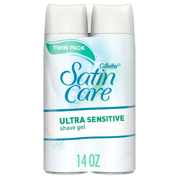 Gillette Venus Satin Care Ultra Sensitive Skin Shave Gel, Shaving Cream for Women, Fragrance Free, Twin pack