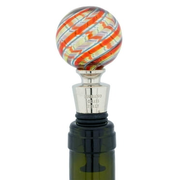 GlassOfVenice Murano Glass Bottle Stopper - Elegant Stripes