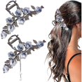 thumbnail image 1 of wonima44 2 PCS Camellia Flower Metal Hair Claw Clips Rhinestone Flower Claw Clips Tassel Pearl Hair Claw Gradient Flower Hair Clips for Thick Thin Hair Women Girls Non-Slip Strong Hold Hair Accessory, 1 of 1