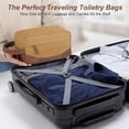 thumbnail image 6 of Men's Premium Water-Resistant Hanging Toiletry Bag - Large Capacity Travel Shaving Kit Organizer with Zippered Compartments, PU Leather Handle (Brown), 6 of 7